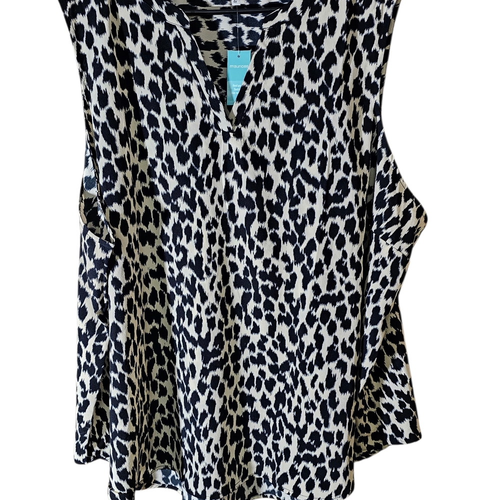 Maurices Black and White Animal Print Sleeveless Blouse